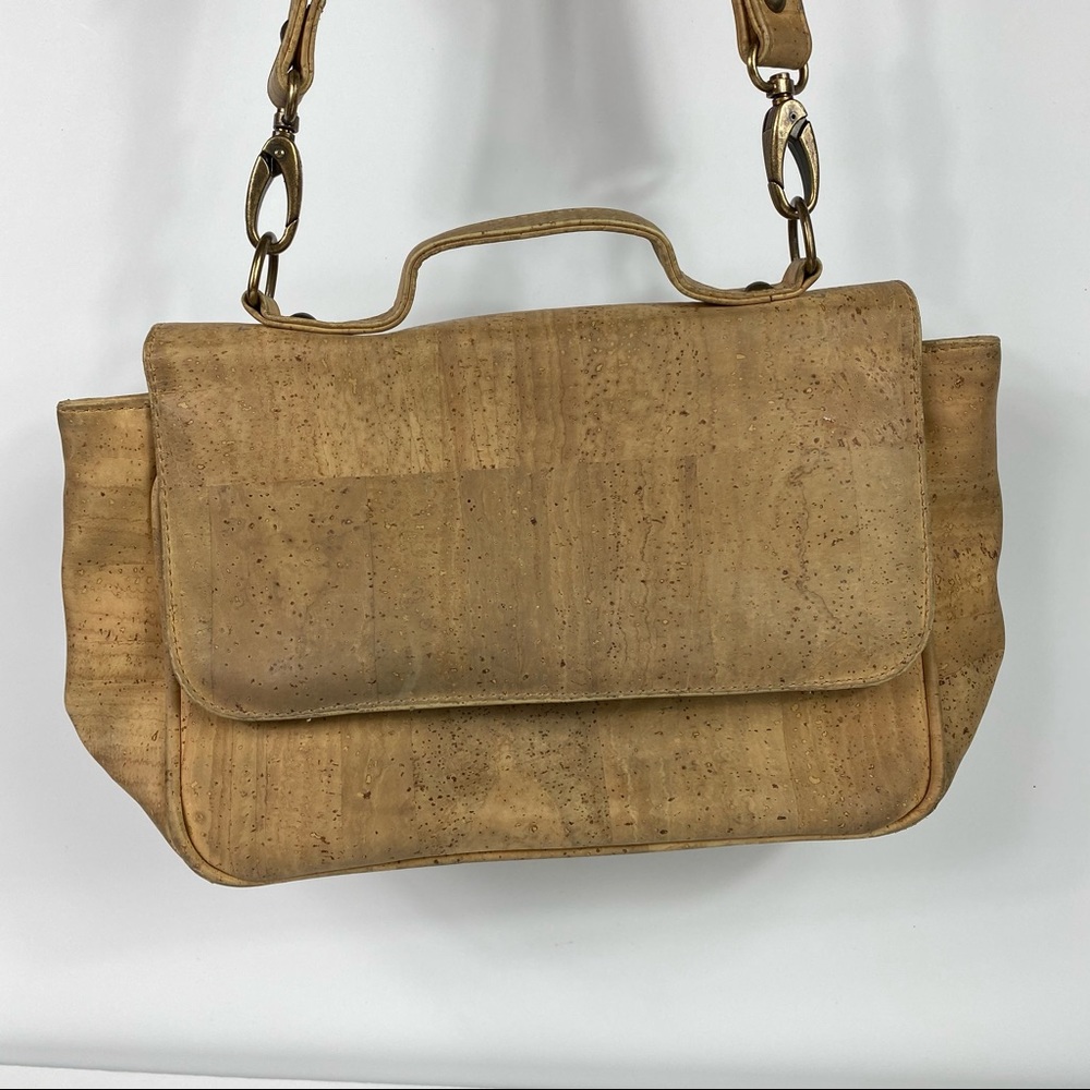 Natural Cork Portugal Y2K Neutral Nude Tan Crossbody Messenger Bag Purse